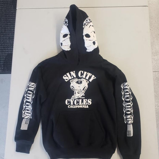 Kids Black hoodie with White Puff