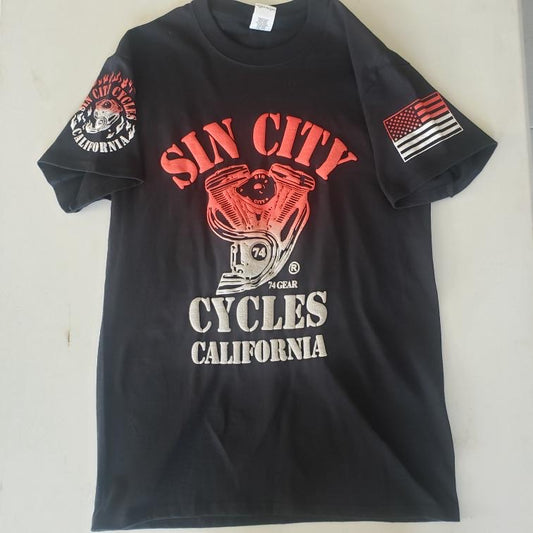 Black Short Sleeve Red and White Fade