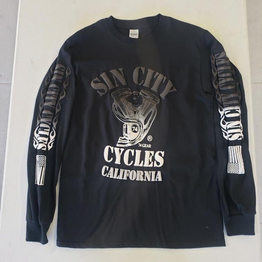 Long Sleeve Black Shirt with Black and White Fade